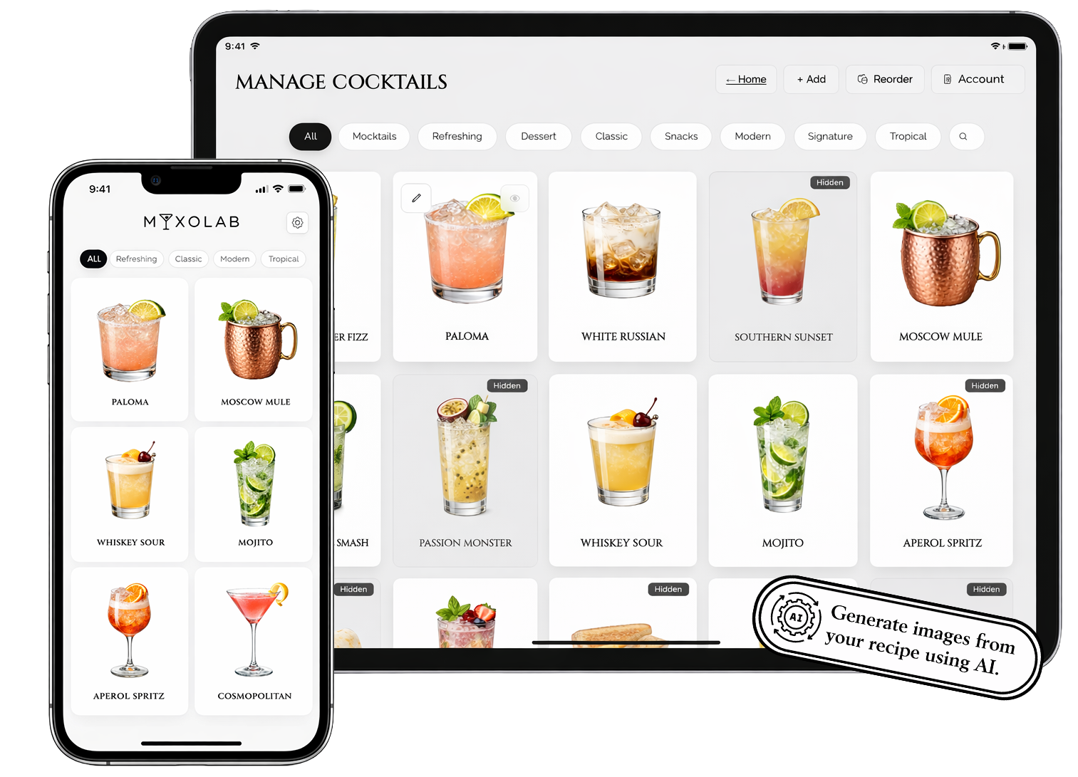 Cocktail menu preview
